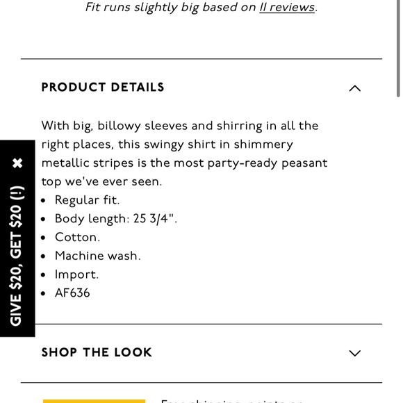 Madewell Swingy Peasant Top in Metallic Stripe XS - Picture 10 of 11